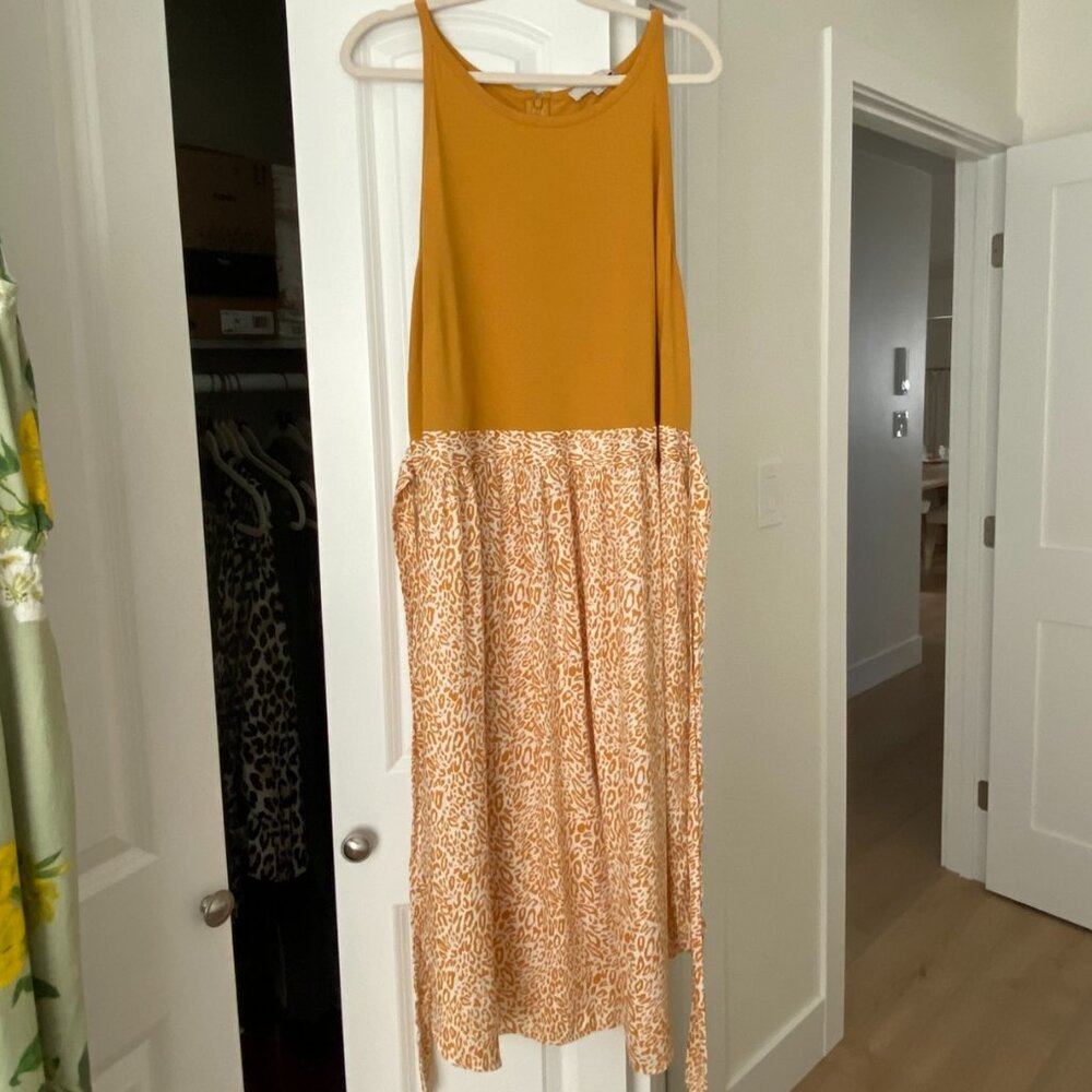 LOFT Size 22 Leopard Print Mixed Media Flare Dress